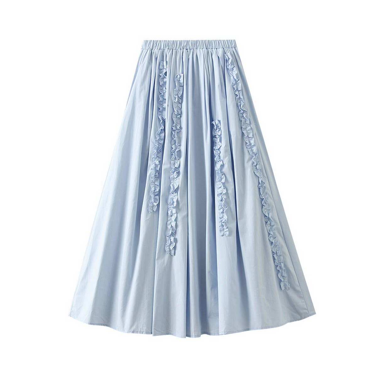 Ruffle Trim 3D Lace A-Line Slimming Skirt