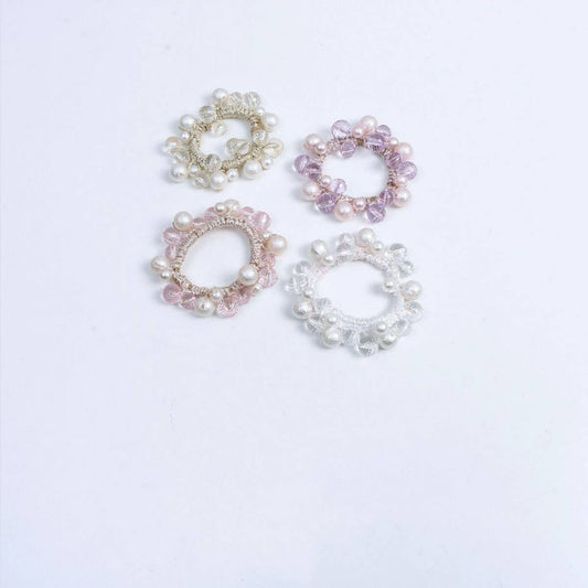 Simple Cute Hair Tie Sweet Wrinkled Pearl Elastic_CWAHA6772