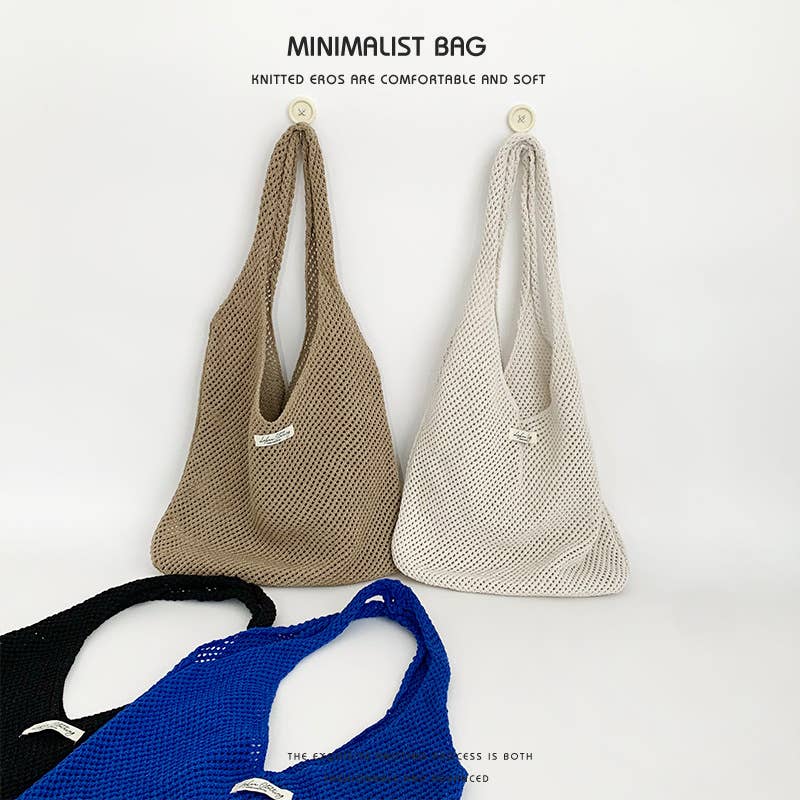 Hollowed-out beach laid-back style woven bag