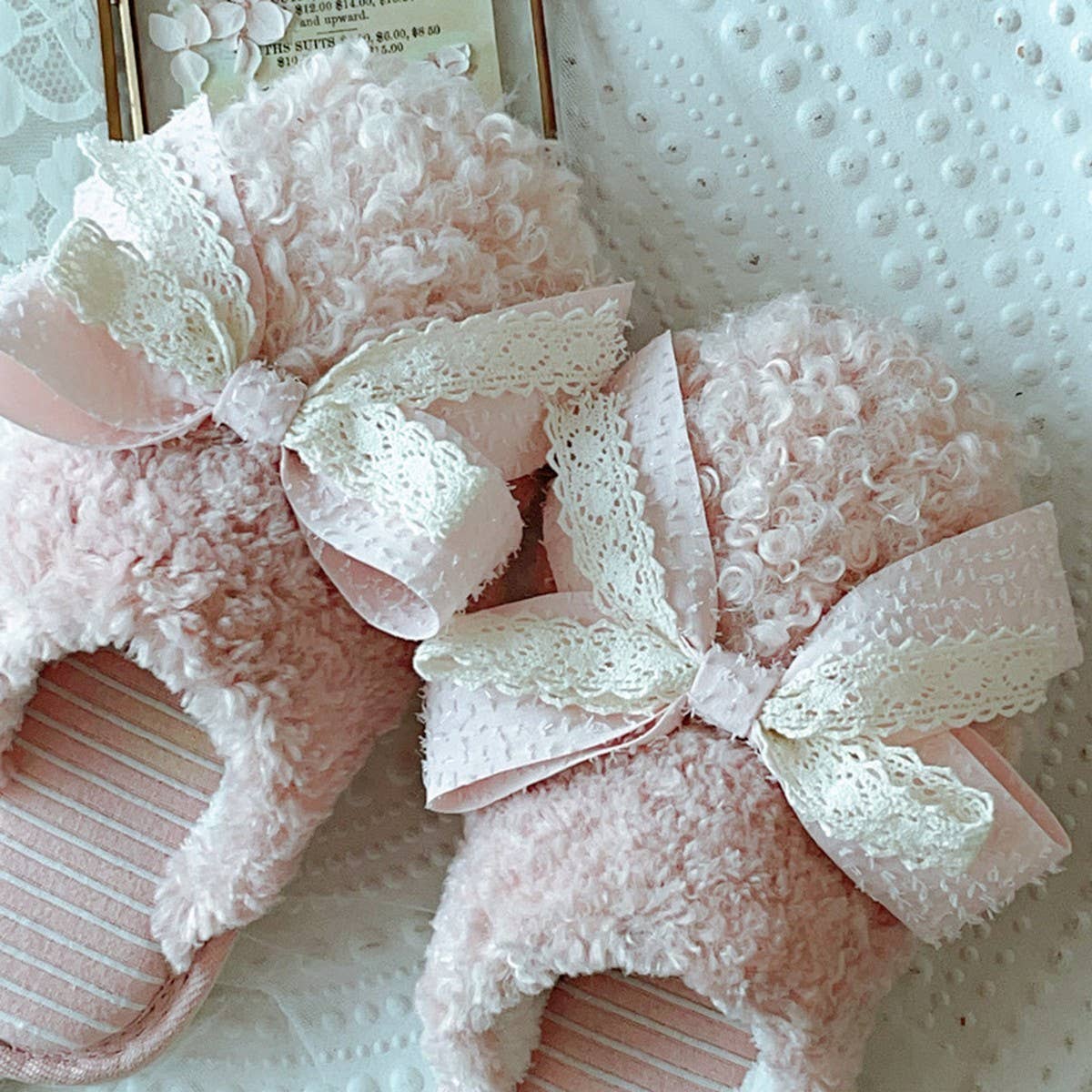 NEW BOWKNOT COTTON NON-SLIP SLIPPERS FOR WOMEN