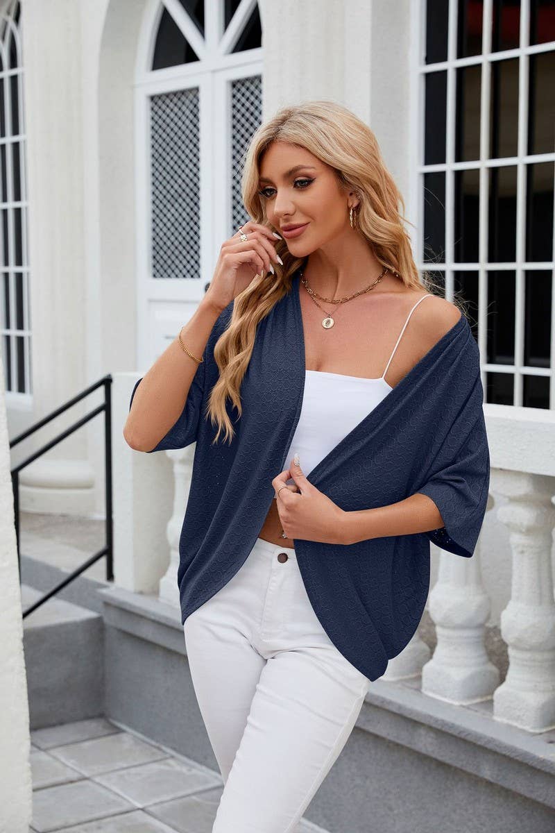 CWOCAS0023_Open Front Short Sleeve Knit Top