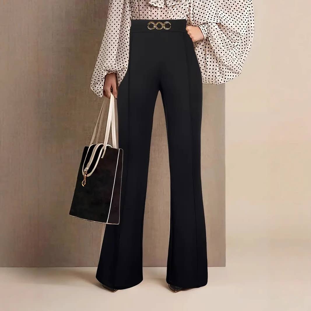 Elegant solid-color fashionable flared pants