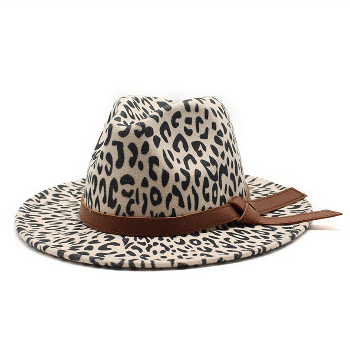 LEOPARD PRINT JAZZ HAT WOOLEN HAT WIDE BRIM HAT_CWAH2544