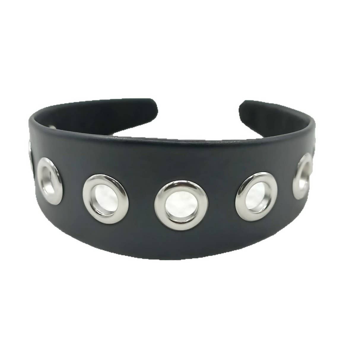 Elegant Punk Wide PU Headband with Large Studs