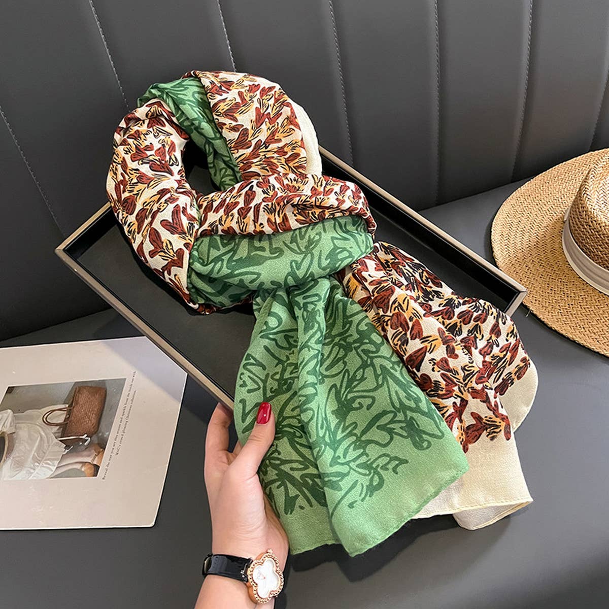 Plaid Cotton Linen Scarf ??Lightweight Wrap Shawl_CWASC0595