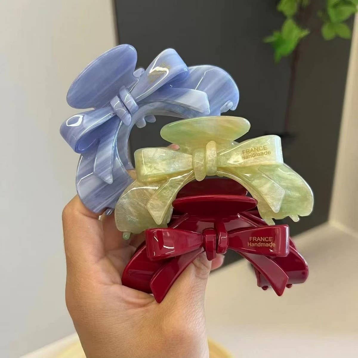 French Arch Hair Claw Bow Acetate Clip