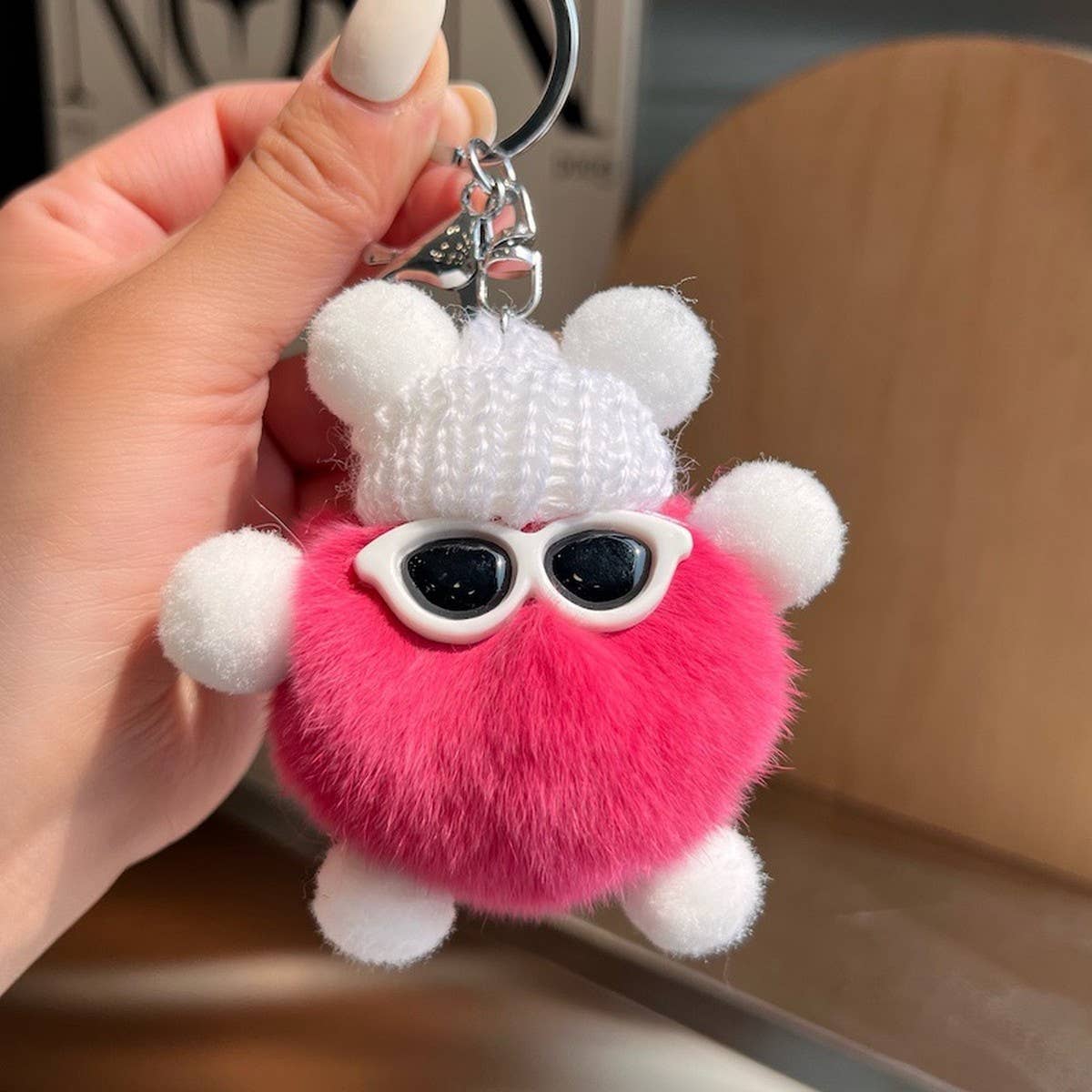 CUTE RABBIT FUR BRIQUETTES CAR KEYCHAIN PENDANT