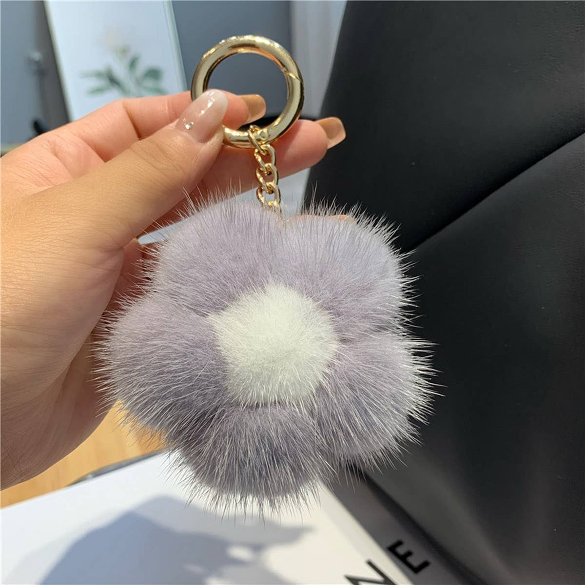 CUTE PLUSH FLOWER CAR KEYCHAIN BAG PENDANT
