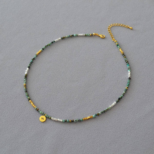 VINTAGE TURQUOISE AND SILVER BEADED NECKLACE