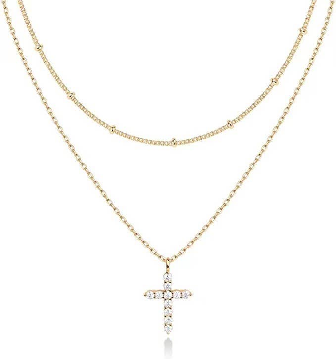 Cross necklace is a full diamond collarbone chain