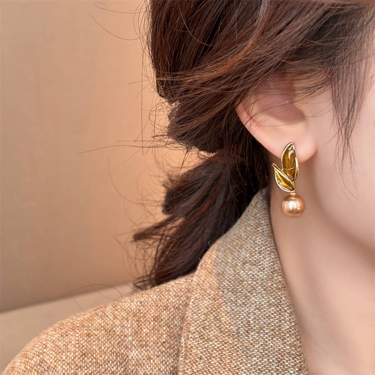 LEAF PEARL SIMPLE FASHION EARRINGS_CWAJE2476