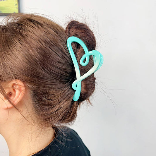 Gradient Heart Hair Claw,Sweet Ponytail Shark Clip_CWAHA1585