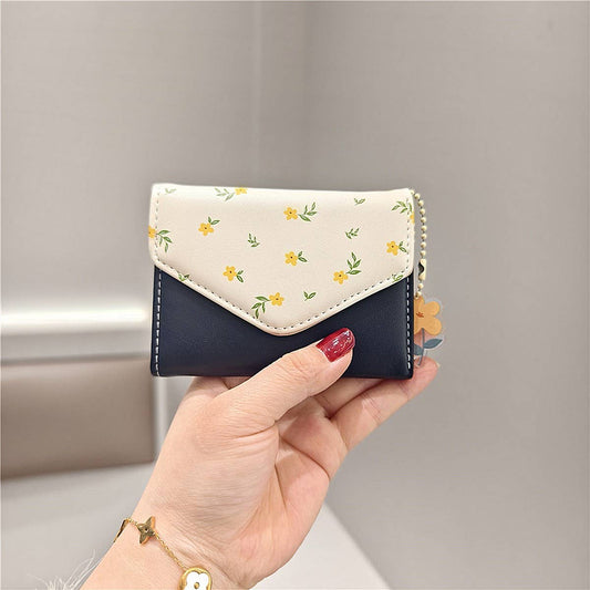 SMALL FRESH FLORAL TRI-FOLD THIN SHORT WALLET_CWAB2547