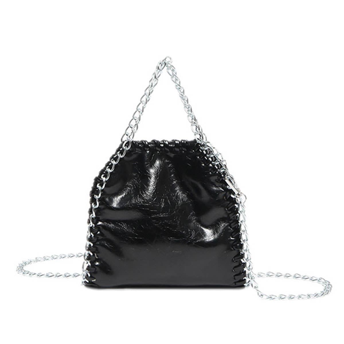 Fashionable pleated chain crossbody bucket bag