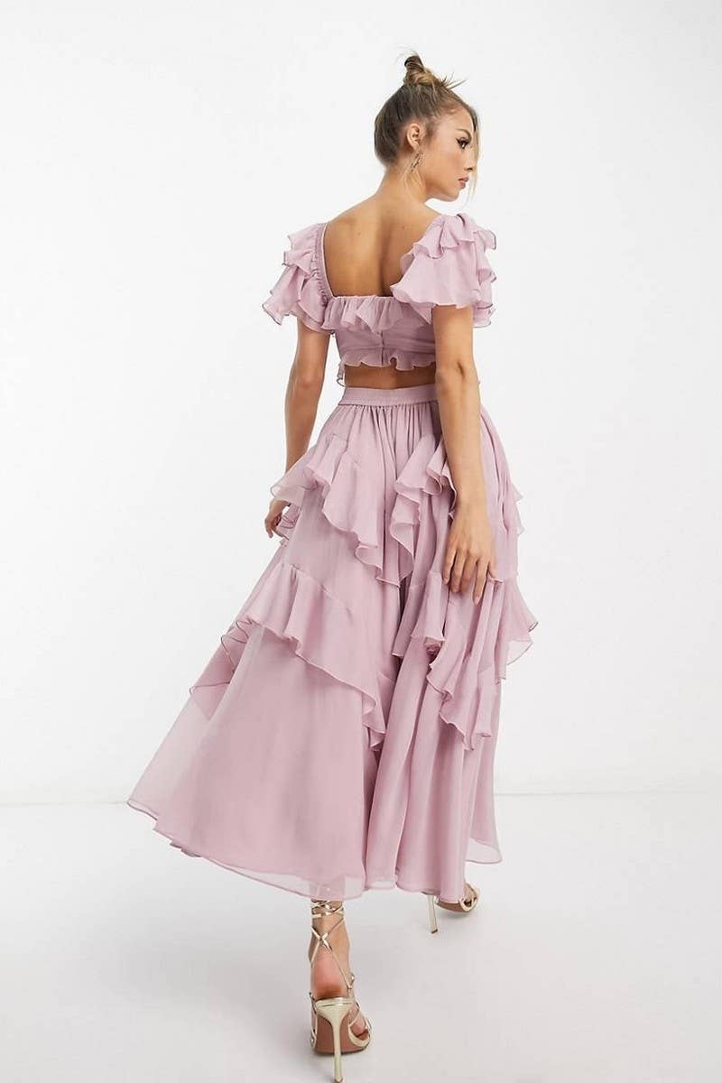 CWDMD5621_LACE BACKLESS RUFFLE TIERED RUCHED MAXI DRESS