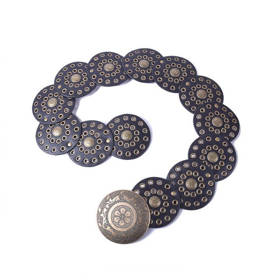 NEW RETRO FASHION RIVET EYELET DISC BELT_CWABE0488