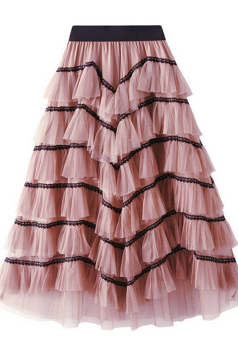 CWBLS0523_LAYERED TULLE CAKE SKIRT WITH FLOWY A-LINE SHAPE