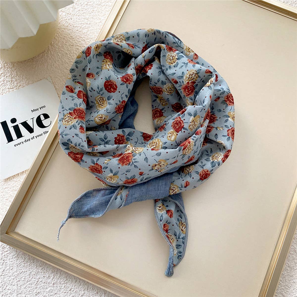 Double-Layered Diamond Pattern Twilly Scarf