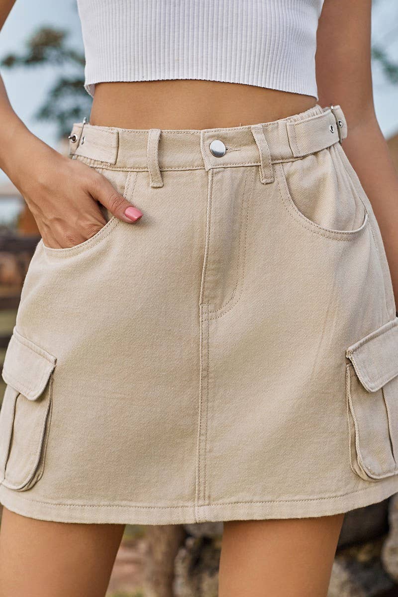 CWBSS00125_SOLID COLOR WASHED ELASTIC WAIST SHORT SKIRT