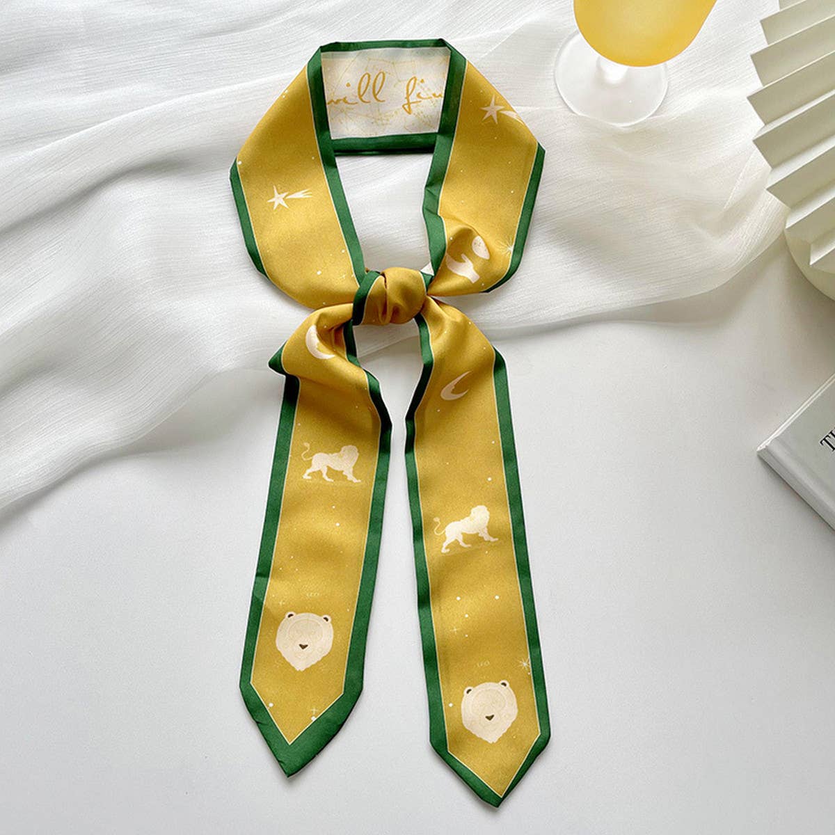 Zodiac Print Skinny Scarf for Hair and Bag Tie_CWASC0736