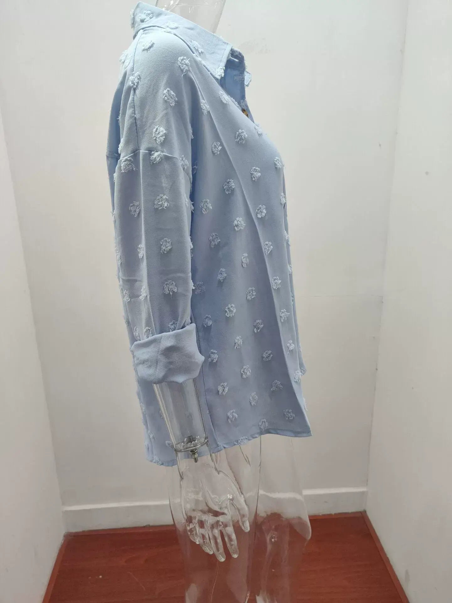 SOLID COLOR CHIFFON JACQUARD BREASTED SHIRT