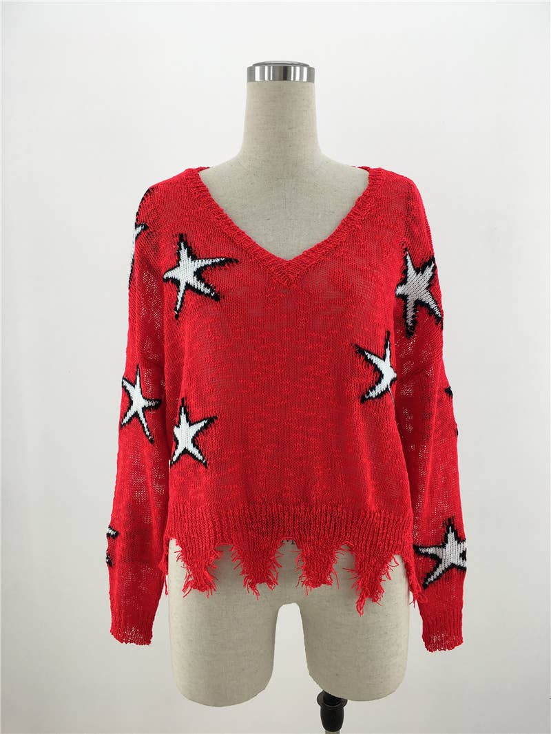 CREW NECK JUMPER GEOMETRIC LOOSE SWEATER_cwoswl2313