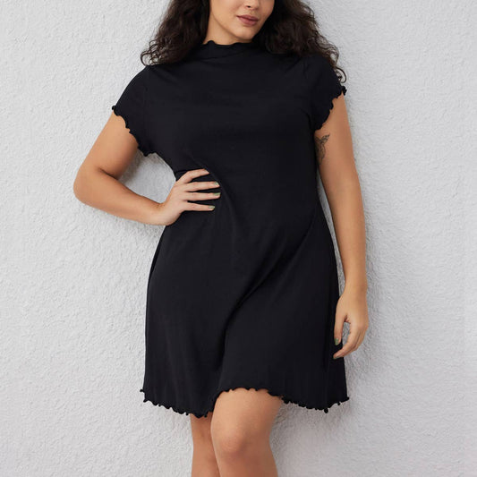 LARGE SIZE MINIMALIST AND ELEGANT KNITTED DRESS_CWDSD3319