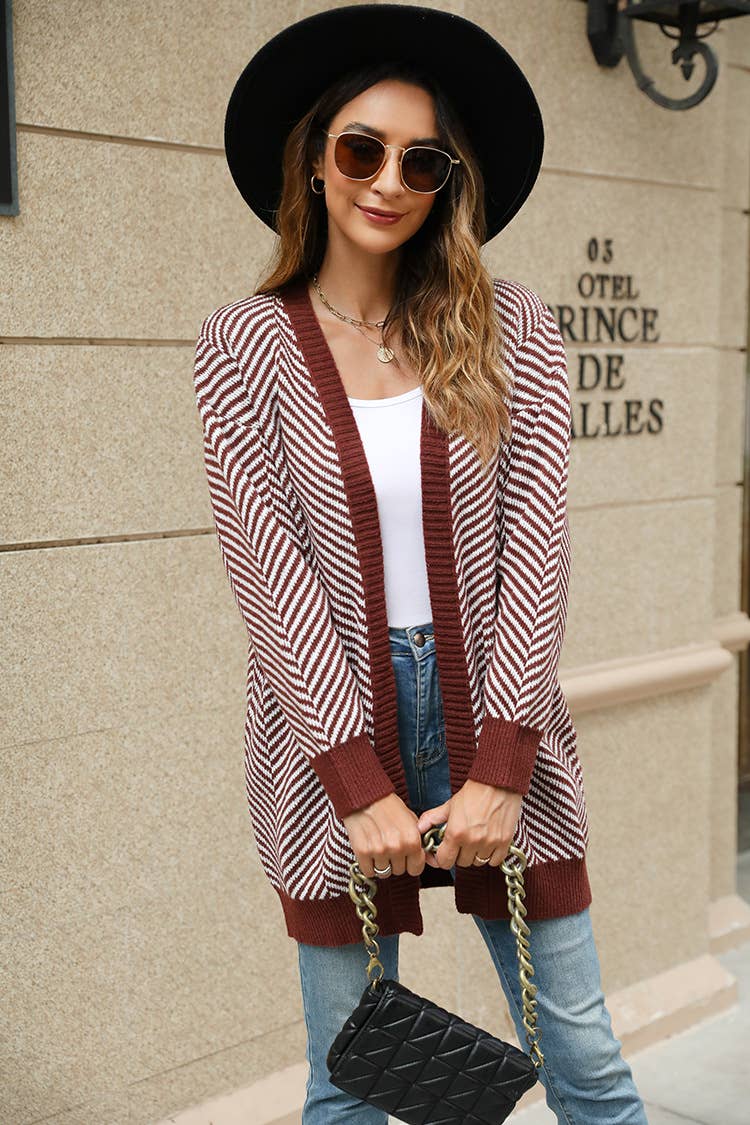 SLOUCHY STRIPED COLOR CARDIGAN