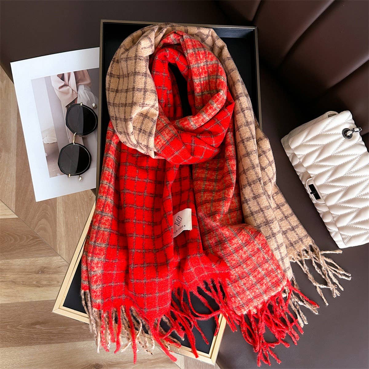 Plaid Colorblock Scarf ??Unisex Warm Winter Shawl_CWASC1447
