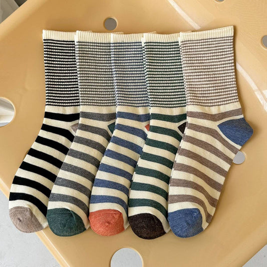 CWMS2509_2025 NEW STRIPED WOMEN'S MID-LENGTH SOCKS