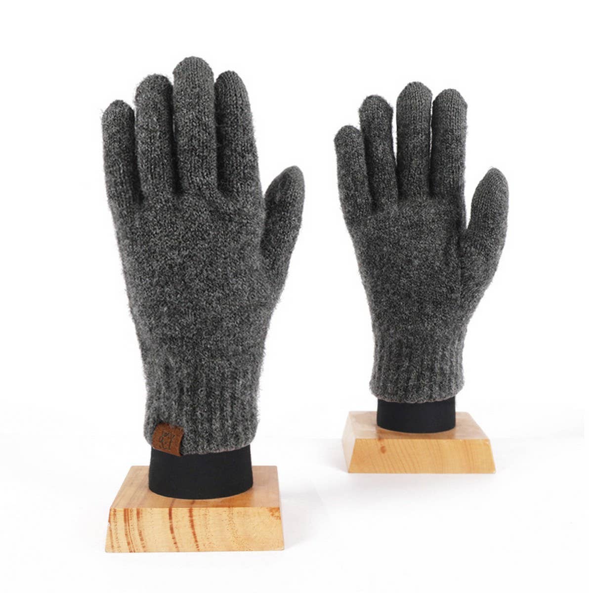 KNITTED FLEECE PLAID TOUCH SCREEN WARM GLOVES_CWAG0371