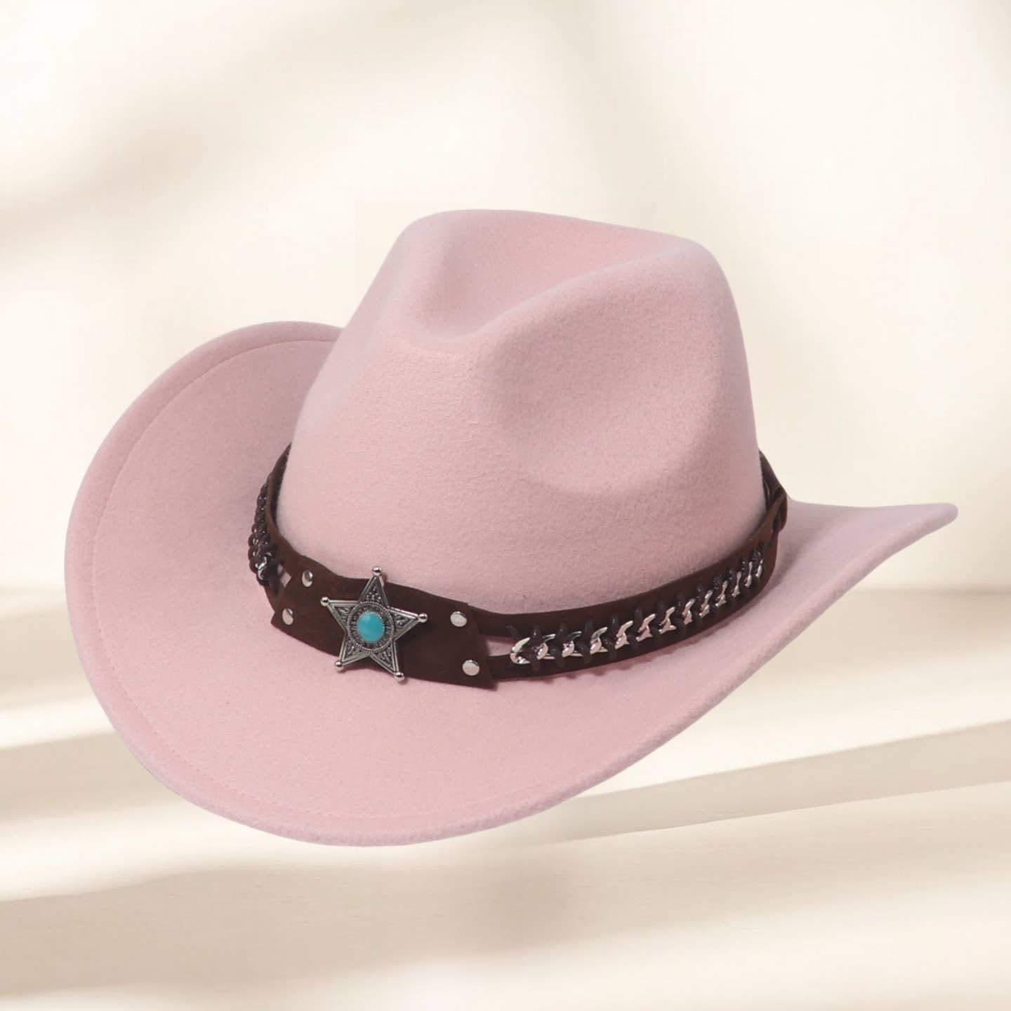 Western Cowboy Hat with Star & Ethnic Trim_CWAH3649