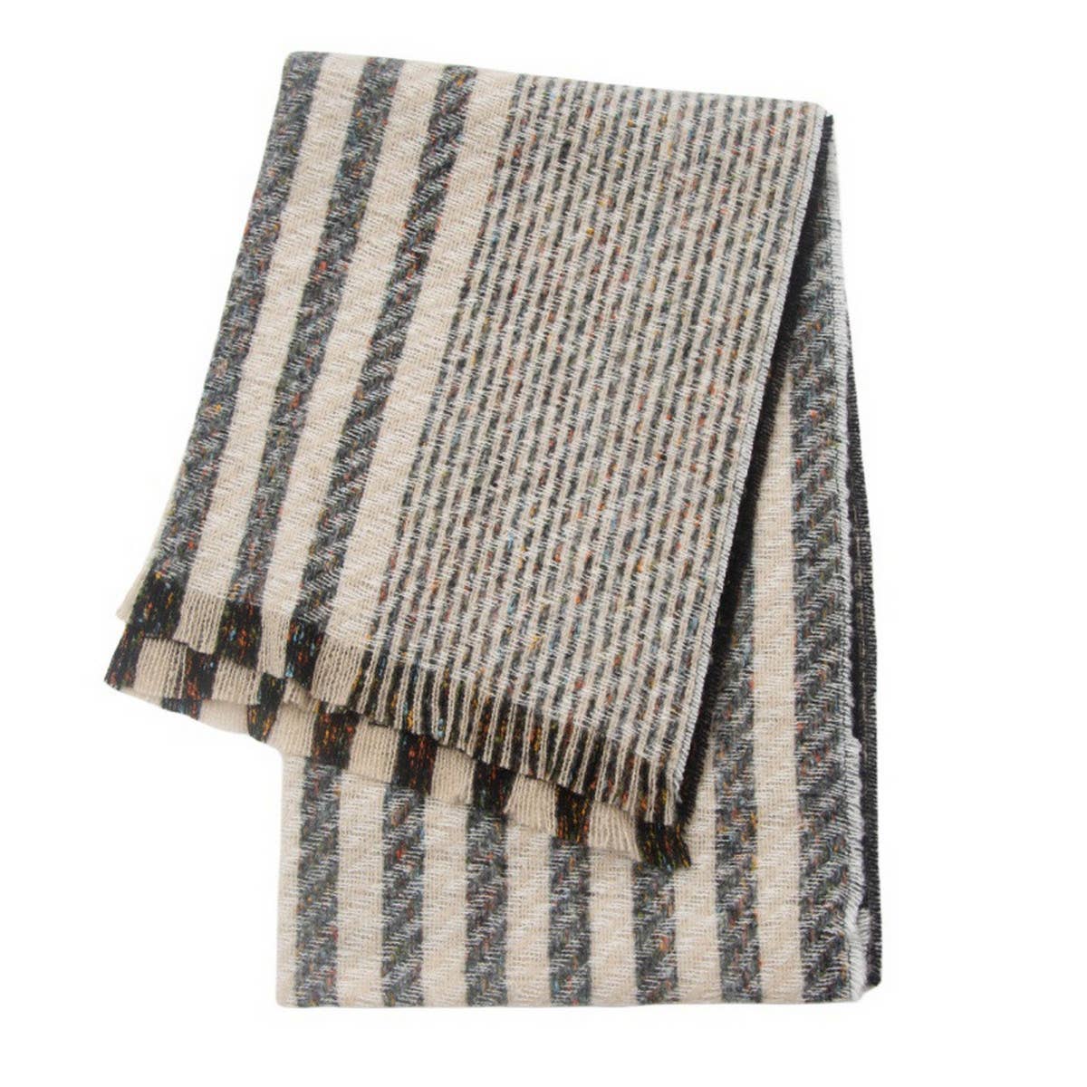 Striped Jacquard Scarf ??Unisex Winter Shawl_CWASC0866