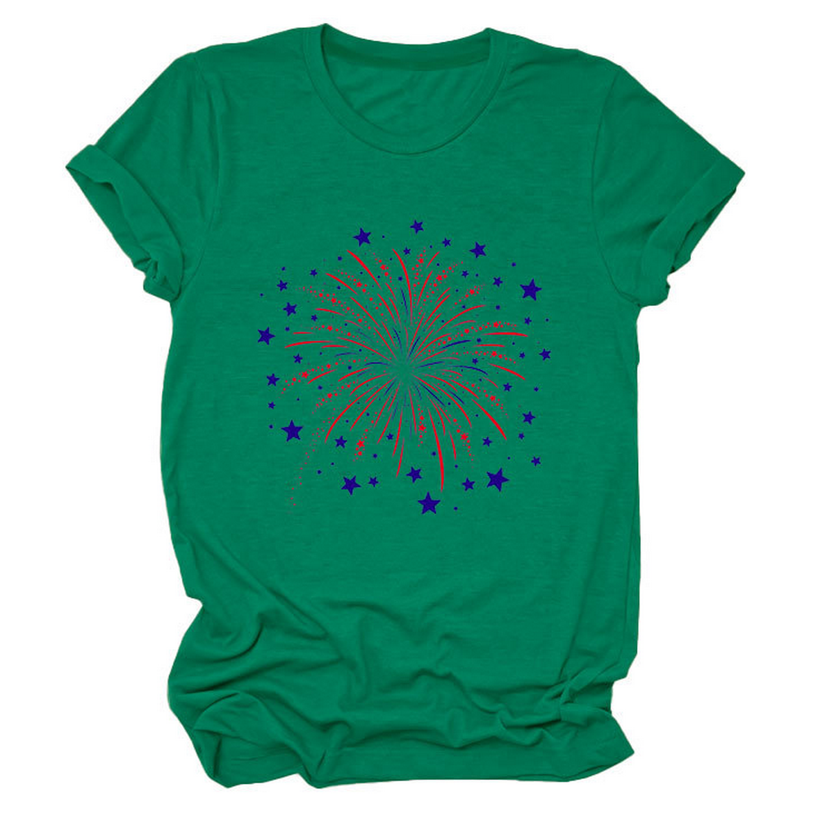Trendy Loose Star Fireworks Graphic Tee for Women