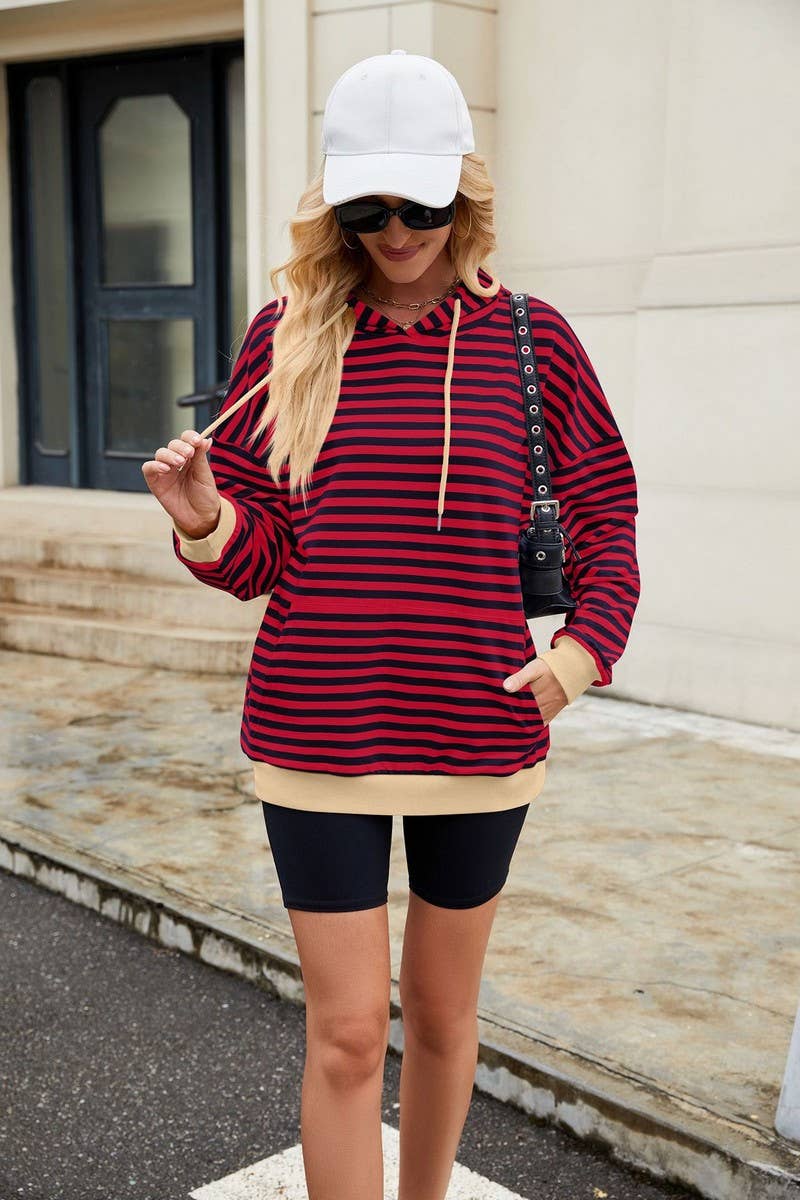 CWOHOL0726_HOODED COLORBLOCK STRIPED POCKET SWEATSHIRT