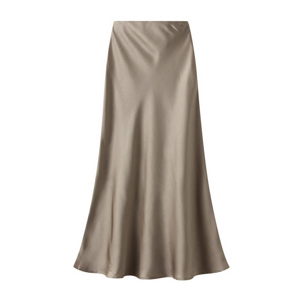 Silky High-Waist Fishtail Bodycon Midi Skirt