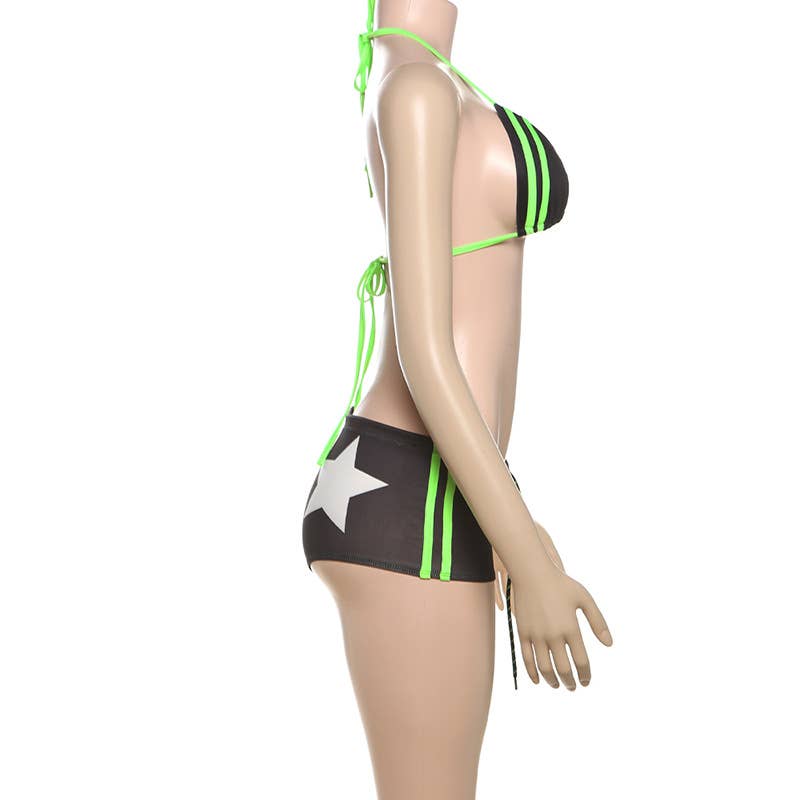 Sexy Halter Tie Dye Print Bikini Set