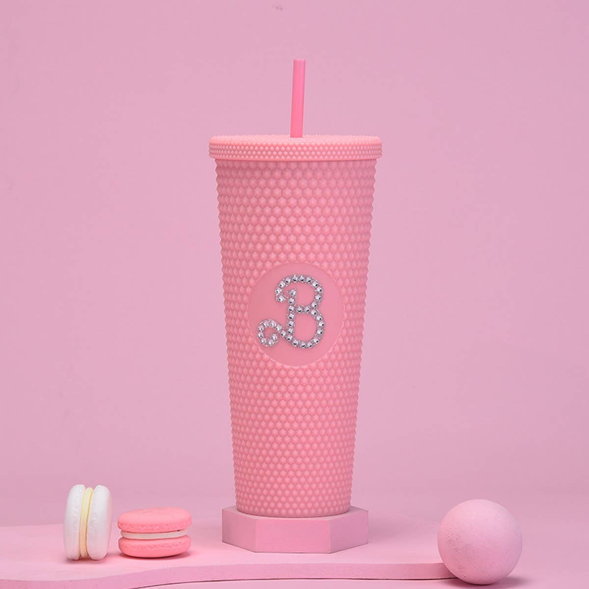 DOUBLE LAYER PORTABLE PLASTIC STRAW DIAMOND CUP