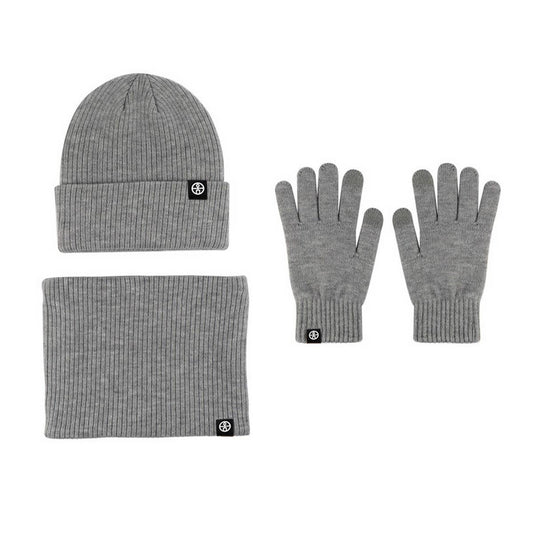 WINTER WARM WOOL HAT SCARF GLOVES THREE-PIECE SET