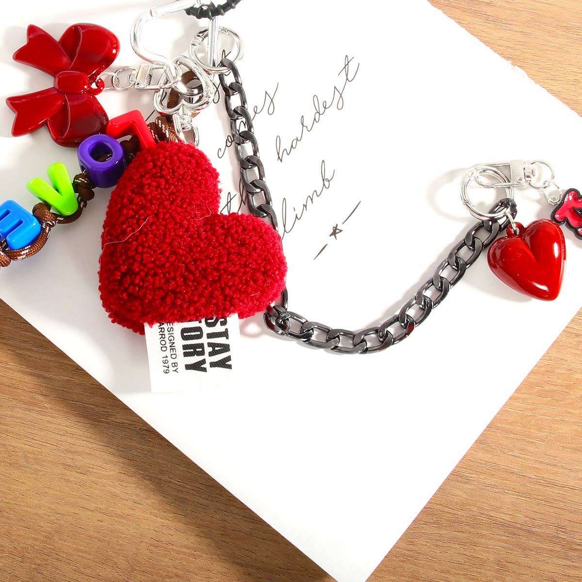 Fashion Fluffy Kiss Heart Keychain Pendant_CWMM7644