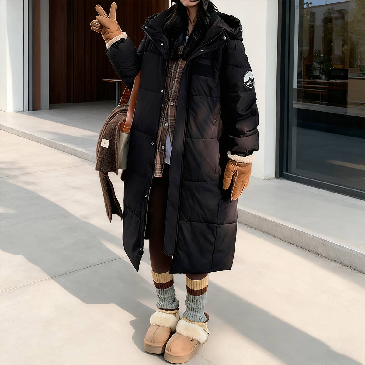 Thick padded jacket long over knee padded jacket