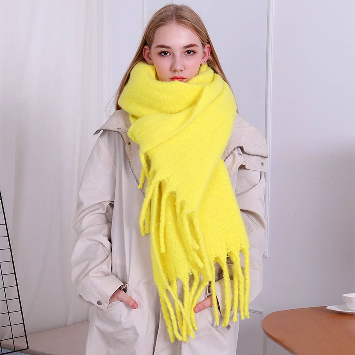 Classic Solid Fringe Scarf ? Thick & Warm