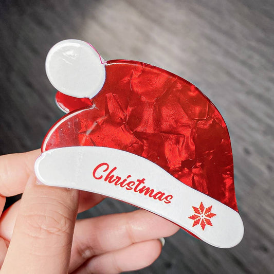CHRISTMAS CARTOON PRINT SANTA HAT HAIRPIN_CWAHA1581