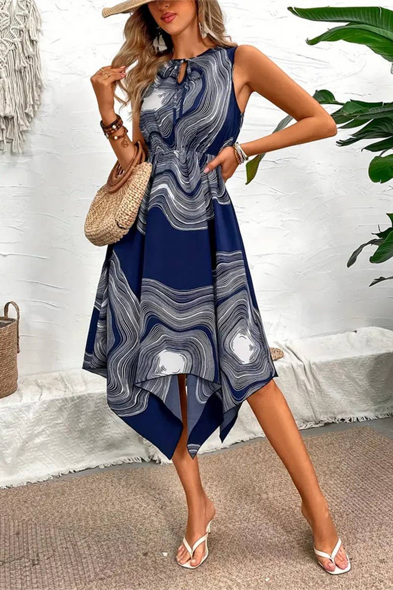 CWDMD5081_SUMMER IRREGULAR SOLID COLOR SLIT WAIST SHIRT DRES