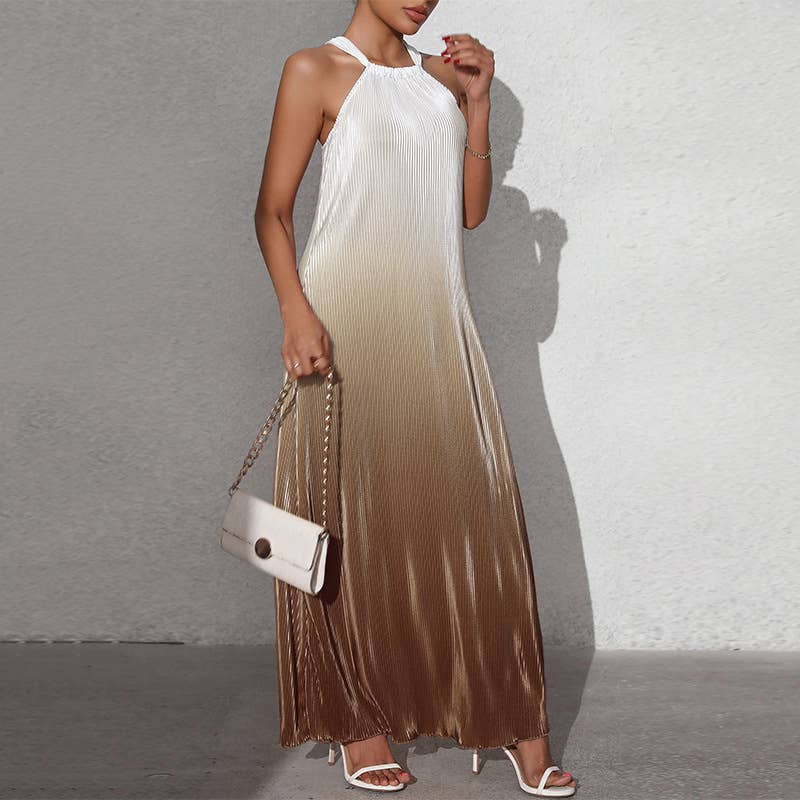 Stylish sexy backless halter color-changing dress