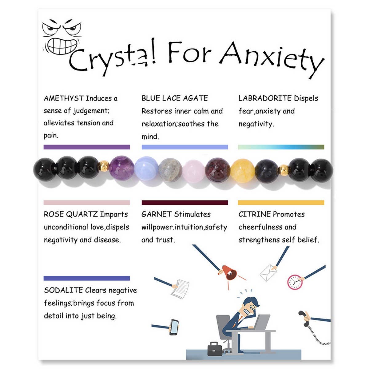 CWAJE4301_HEALING NATURAL STONE COLORFUL ELASTIC BRACELET