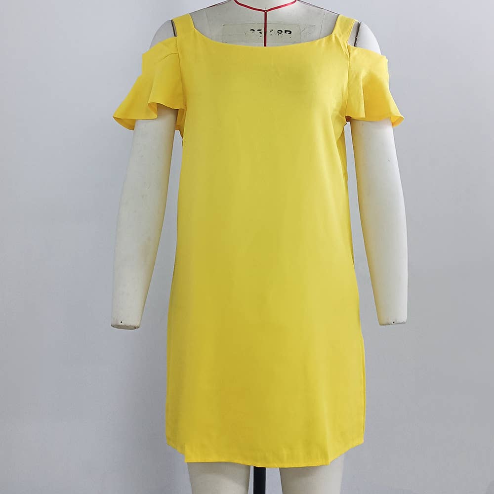 OFF-THE-SHOULDER SKIRT DRESS WITH WOODEN EARS