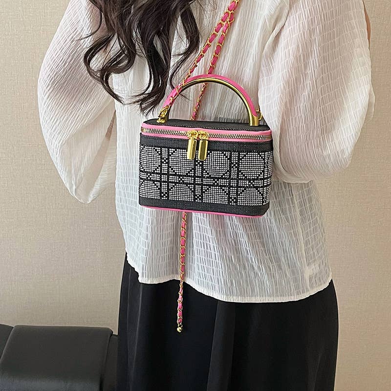 Diamond-shaped crossbody hand-held box bag