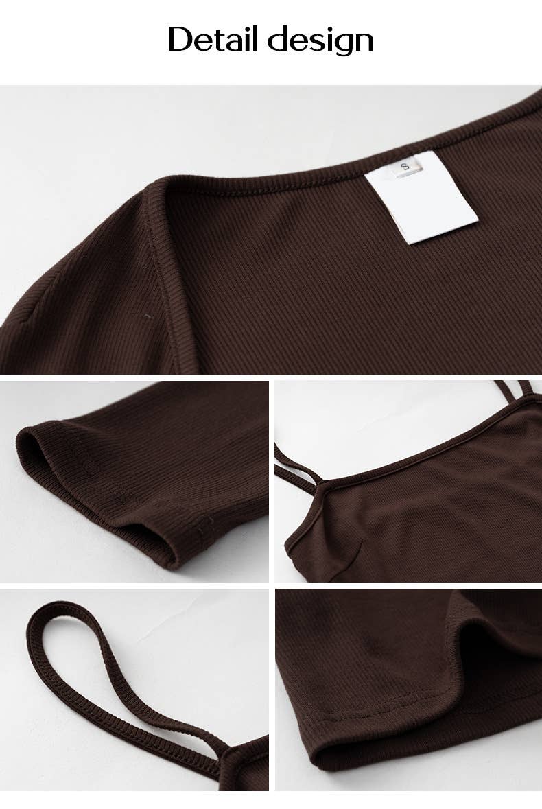 SOLID COLOR HALTER DRESS LONG SLEEVE TOP