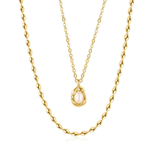 LUXURY PEARL NECKLACE BEADED COLLARBONE CHAIN